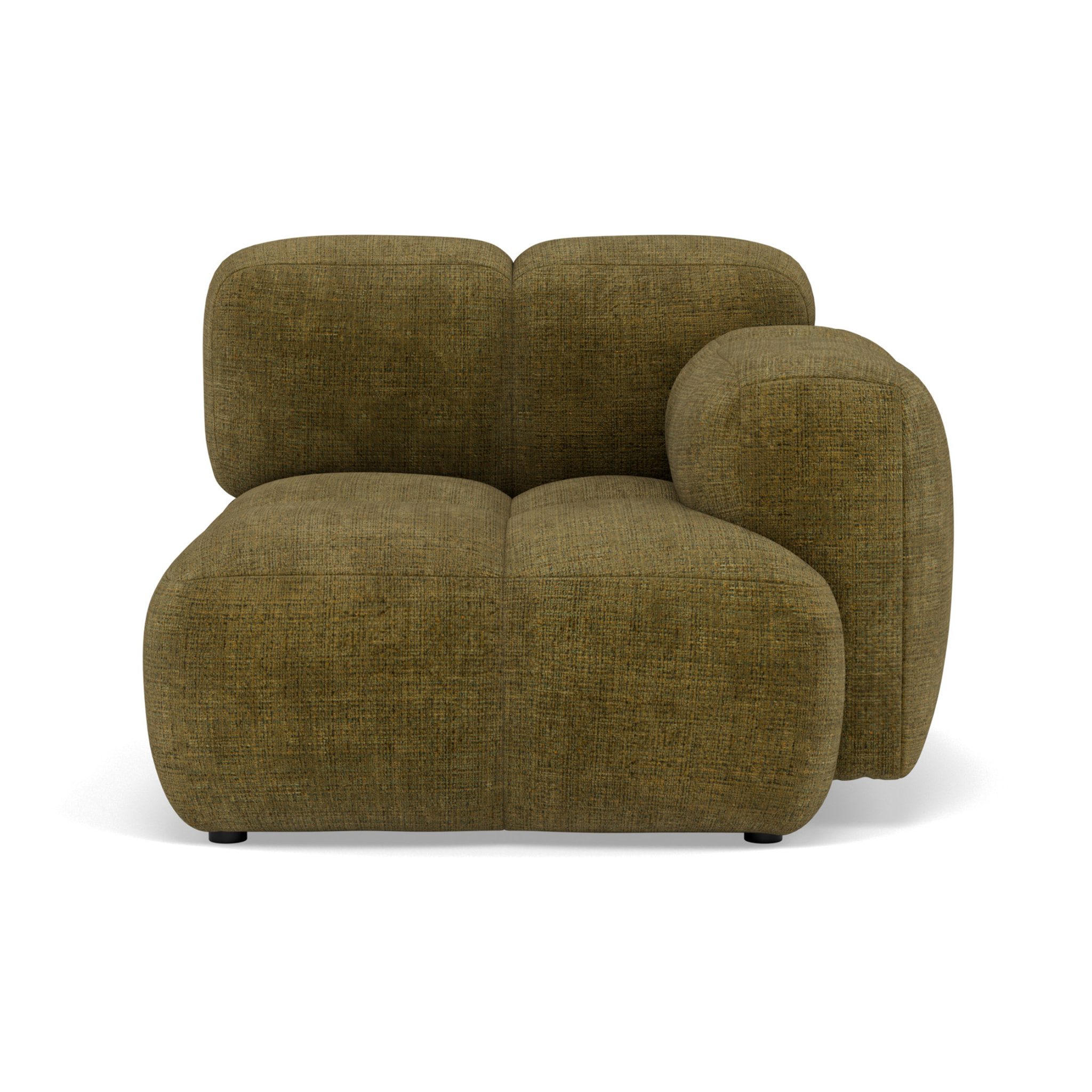 Grace - module d'assise droit en velours texturé - Vert Olive