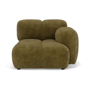 Grace - module d'assise droit en velours texturé - Vert Olive