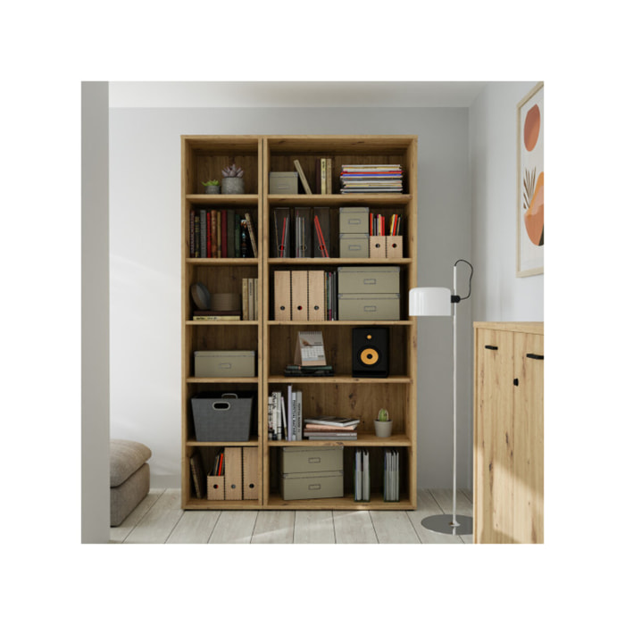 Etagère 5 plateaux 85 cm de large en décor bois chêne - GOTHAM