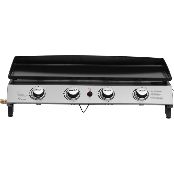 Plancha à gaz avec 4 brûleurs en métal "Jolly" - 10 Kw - Gris