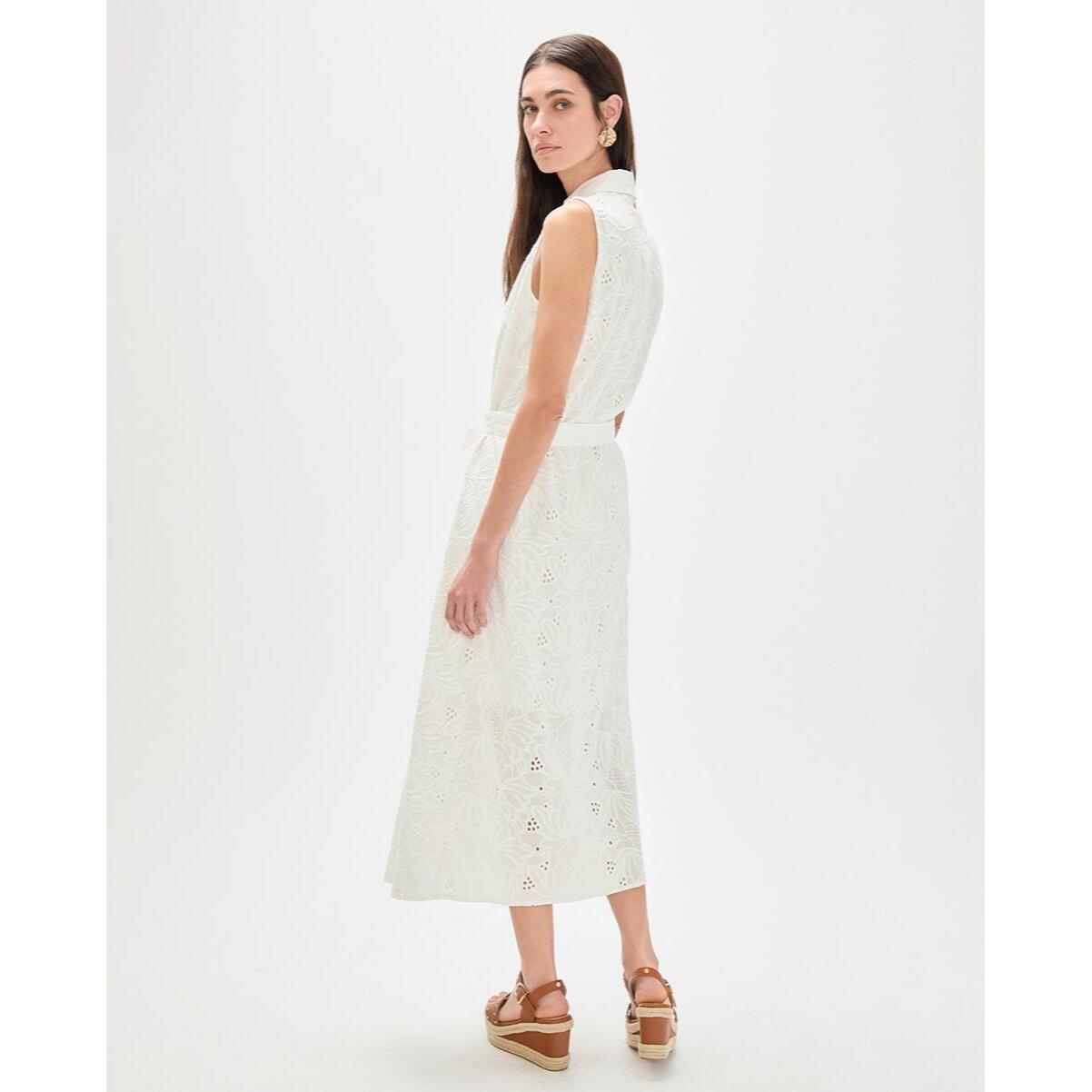 abito midi con colletto a camicia e cintura