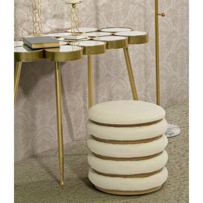 Pouf Banskil, Poltrona multiuso, Poltroncina sacco, Pouf poggiapiedi, 40x40 h42 cm, Bianco