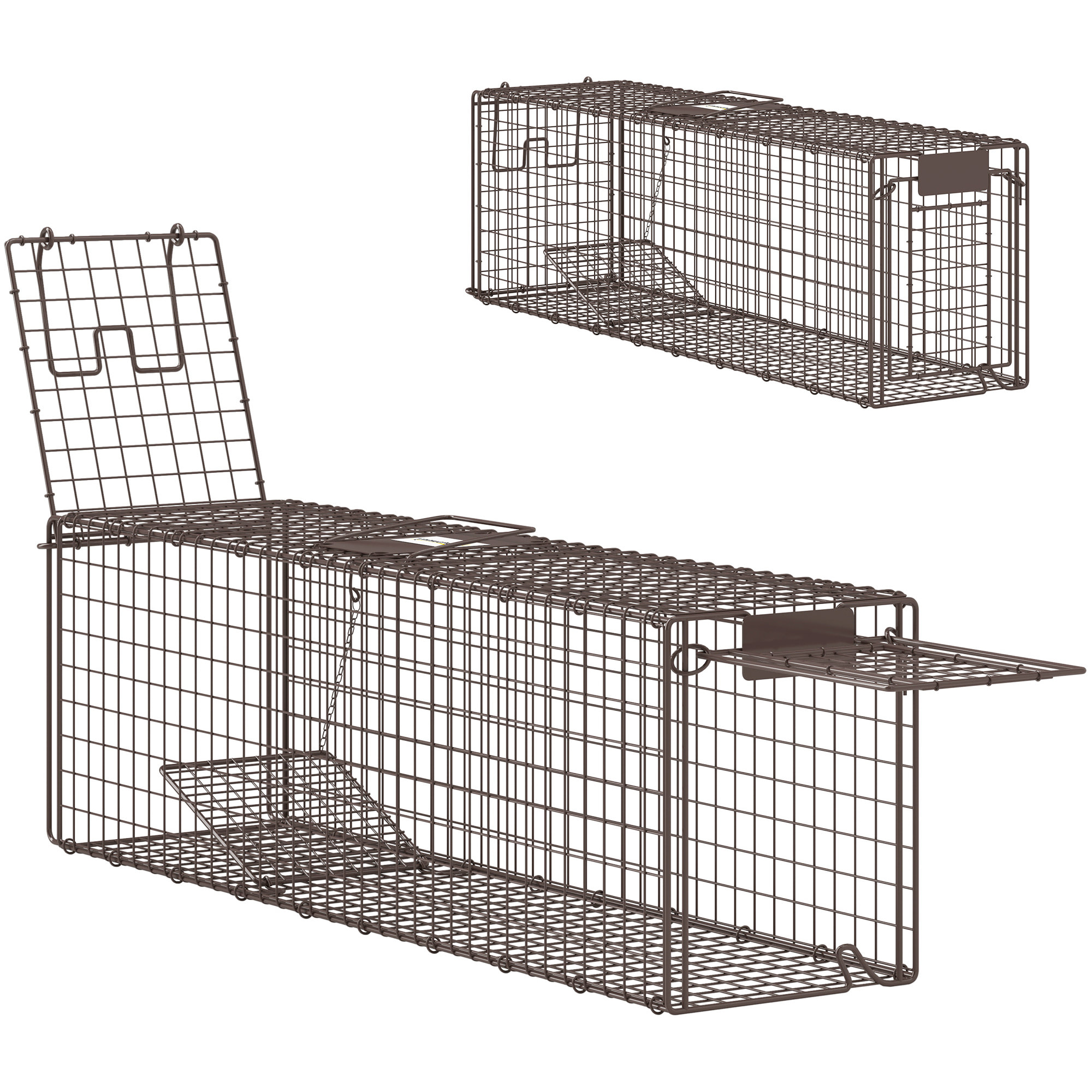 Trampa para Animales Vivos 100x24x30 cm Trampa para Ratas con 2 Puertas y Marco de Acero para Interior y Exterior Marrón