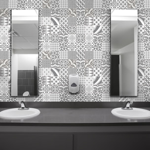 Stickers muraux - Sticker Mural Carrelage adhésif Cuisine Salle de Bain - 60 STICKERS CARREAUX DE CIMENT AUTHENTIQUES CARDINIA