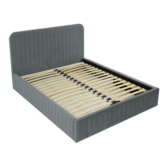 Stuart - lit coffre - 180x200 cm - sommier inclus - en velours - Gris Anthracite