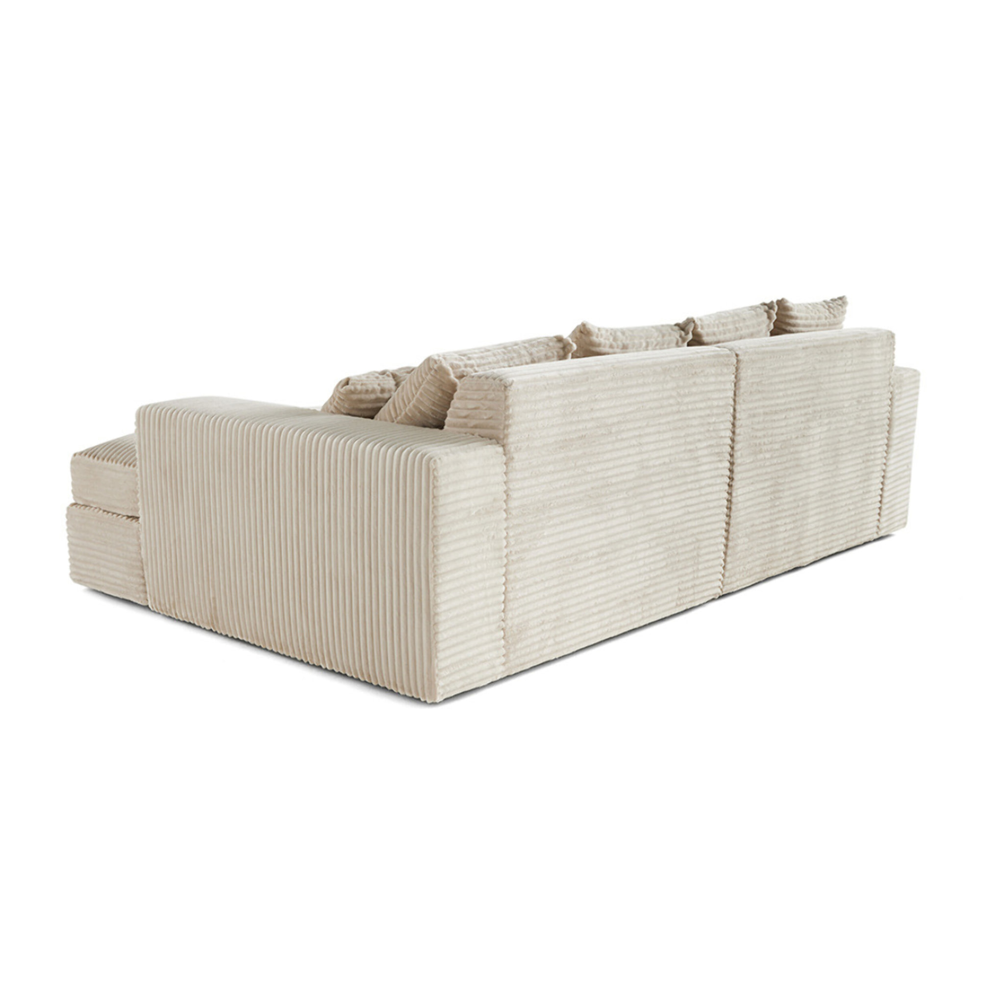 Collins - canapé droit 4 places avec double méridienne - assise profonde - velours côtelé grosses côtes - Beige