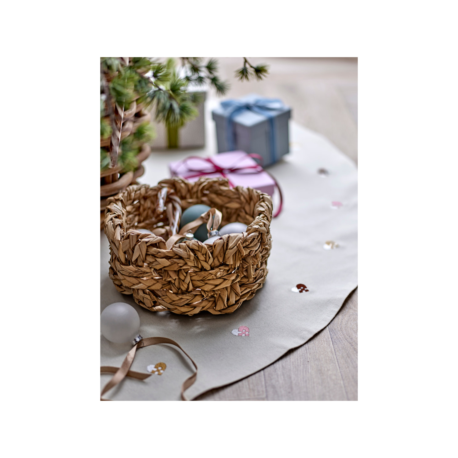 Tapis de sapin de noël Christmas Hearts Embroidery