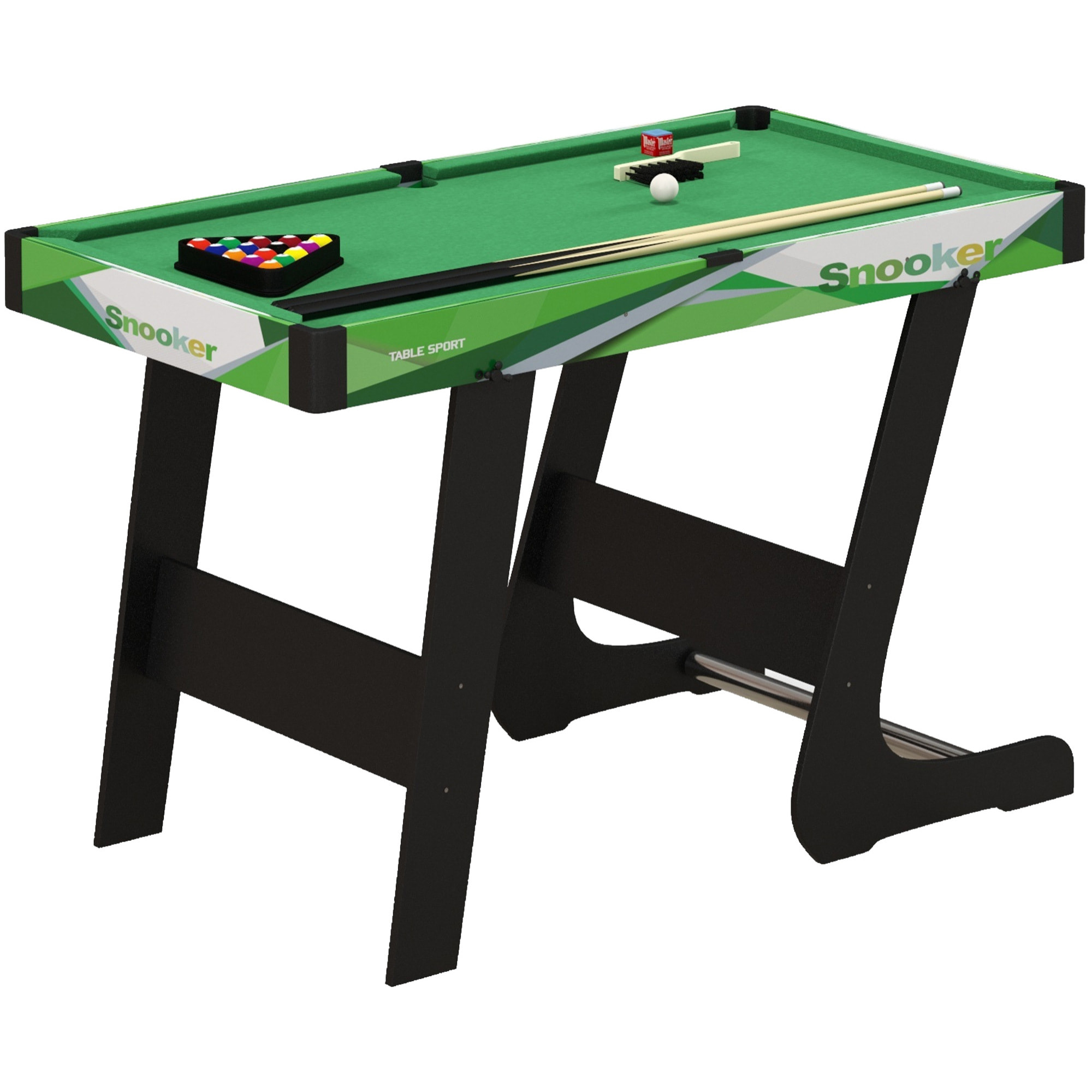 Mesa de Billar Plegable 104 cm, con Accesorios Incluye 16 Bolas, 2 Tacos, Tiza, Triángulo y Cepillo, Mesa de Billar Portátil para Niños y Adultos, Verde