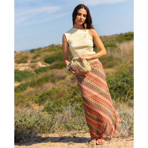 Falda midi punto calado