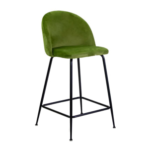 Sgabello Sammi Vacchetti in velluto verde con struttura nera cm44x48h91