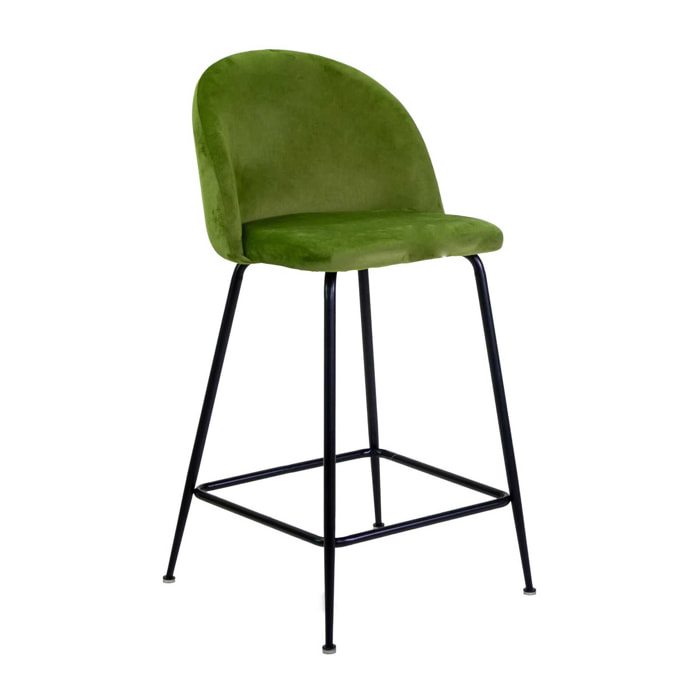 Sgabello Sammi Vacchetti in velluto verde con struttura nera cm44x48h91