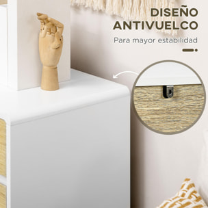 Cómoda con 4 Cajones Cajonera de Madera Cajonera para Armario con Patas Elevadas para Salón Dormitorio Oficina 80x40x79,5 cm Blanco y Roble