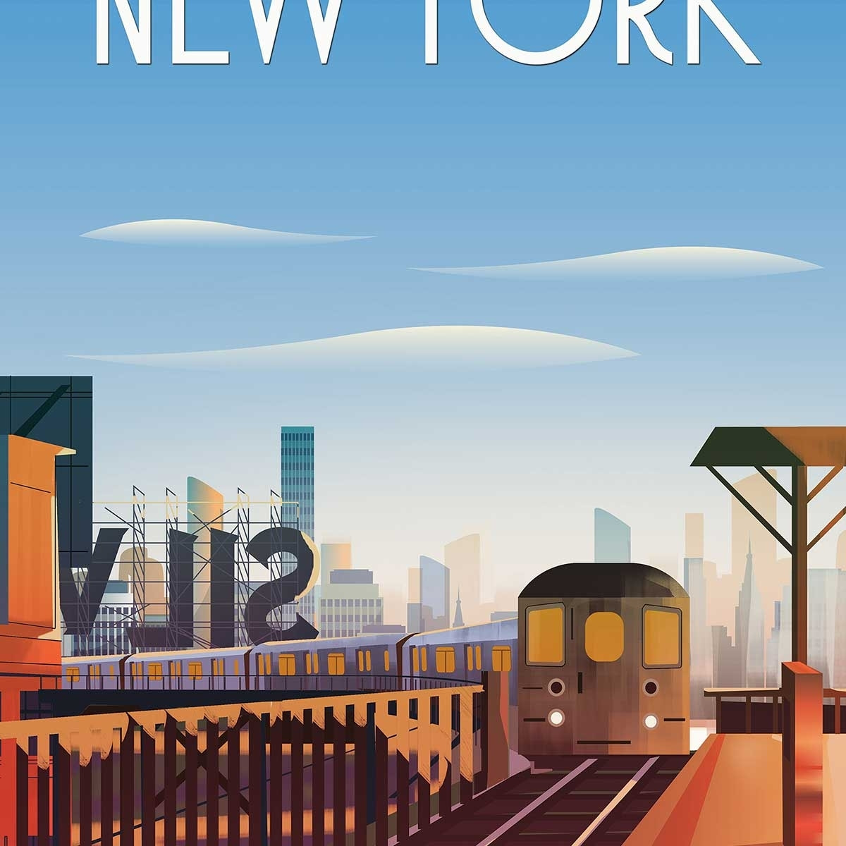 Affiche ville voyage New York City Affiche sous cadre bois