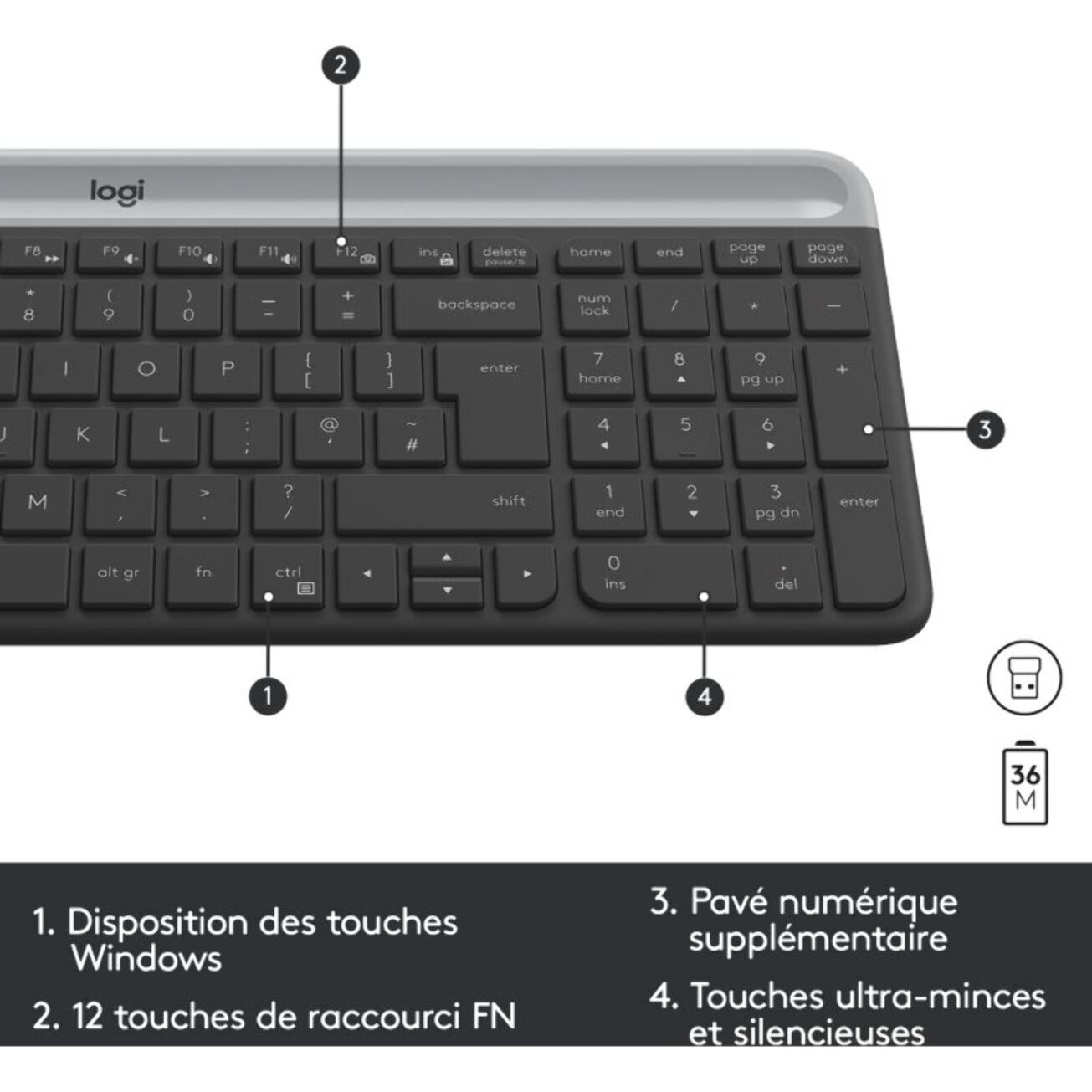 Clavier + Souris LOGITECH MK470 Graphite