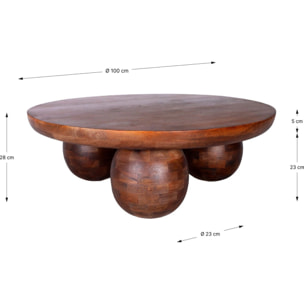 Table basse ronde en bois de manguier  - VENUS