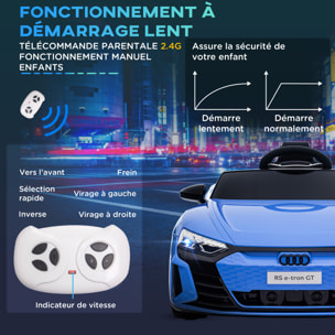 Véhicule électrique enfant Audi RS e-tron GT V. max. 5 Km/h télécommande effets sonores + lumineux bleu