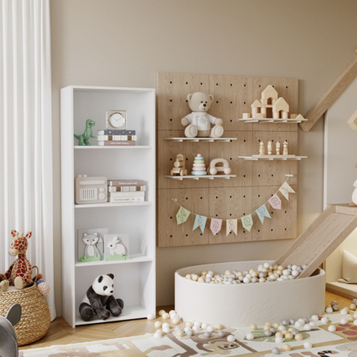 Libreria a colonna LONI 160x60 cm bianca con 5 ripiani a giorno