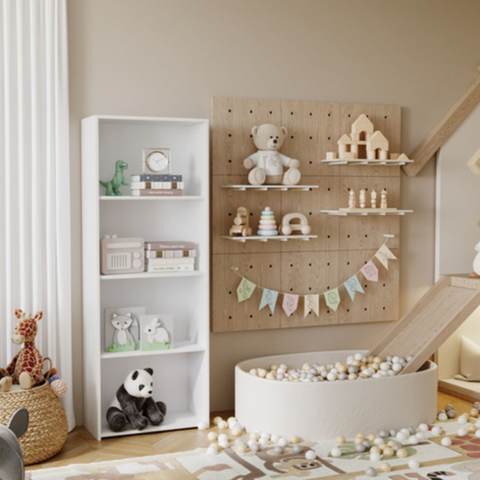 Libreria a colonna LONI 160x60 cm bianca con 5 ripiani a giorno
