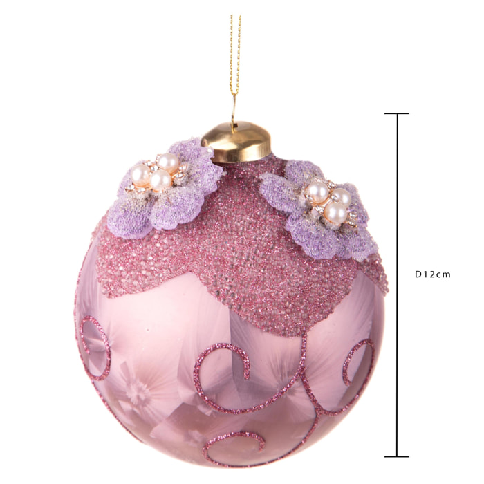 Sfera con fiori intarsi e perle - Pezzi 4 - VIOLA - Bianchi Dino SpA
