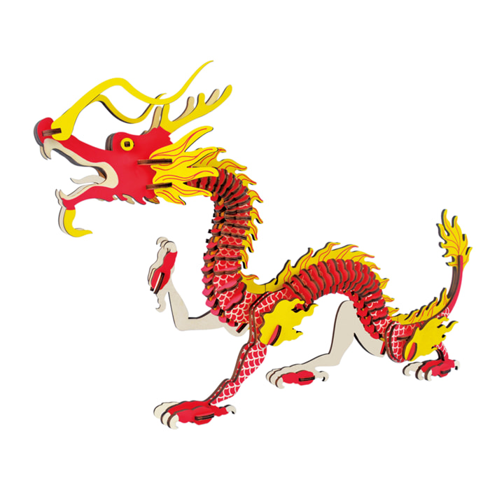 Maqueta 3D de madera. Dragón oriental. 156 piezas.