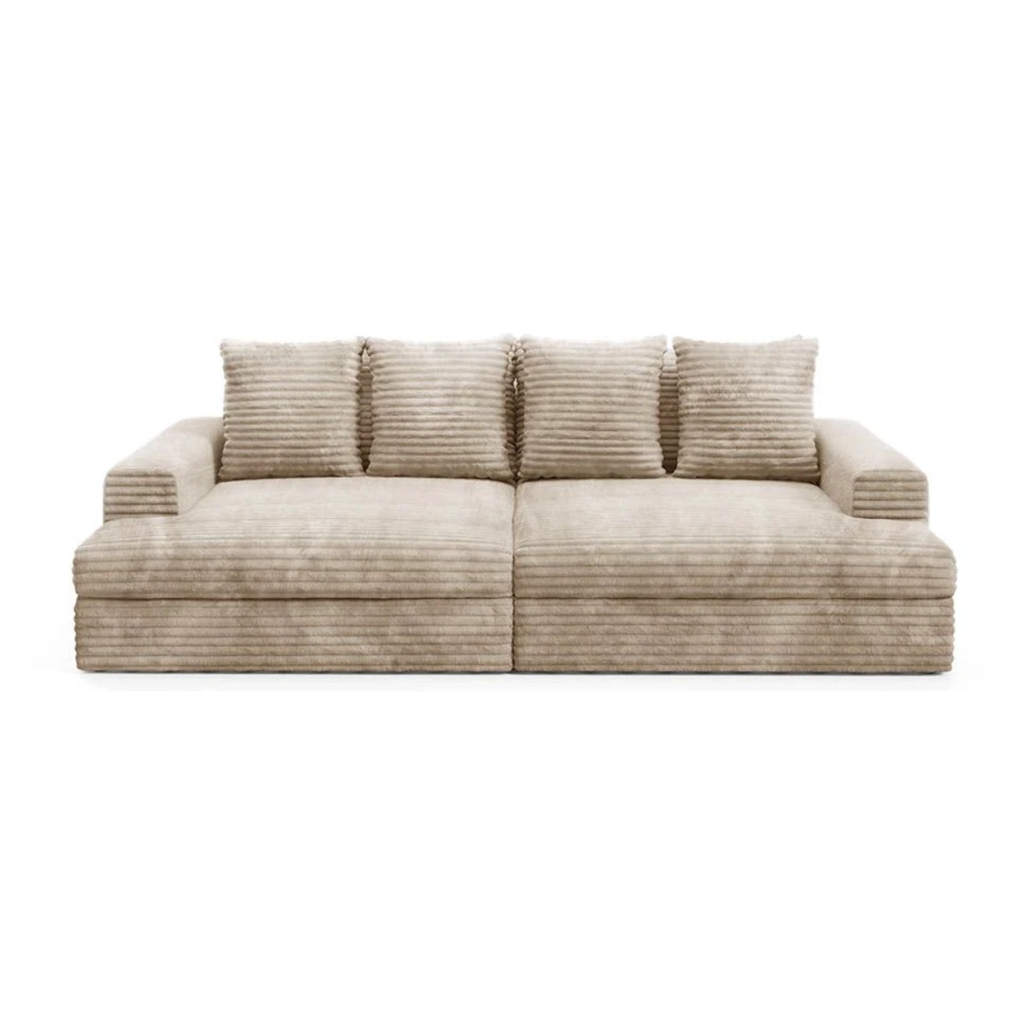 CAMELIA - Canapé 3 places en velours côtelé épais taupe