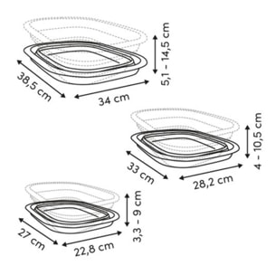 Lot de 3 Bassines Retractable Grises 3+5+10L