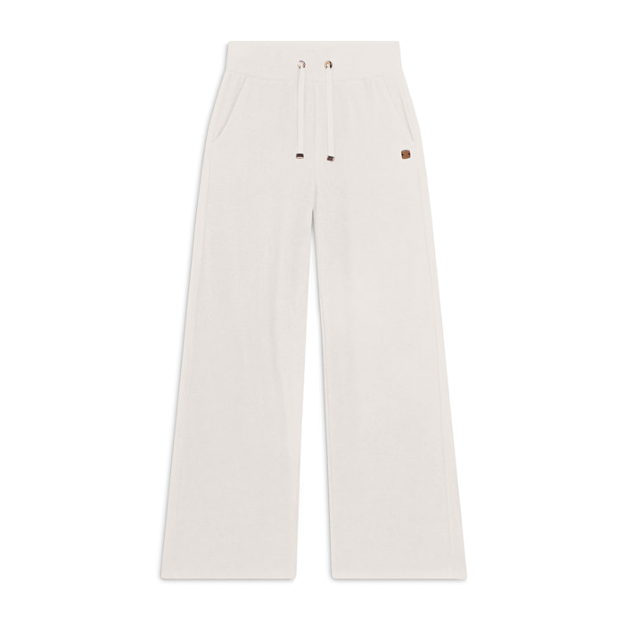 Pantalone wide leg in felpa viscosa effetto tricot