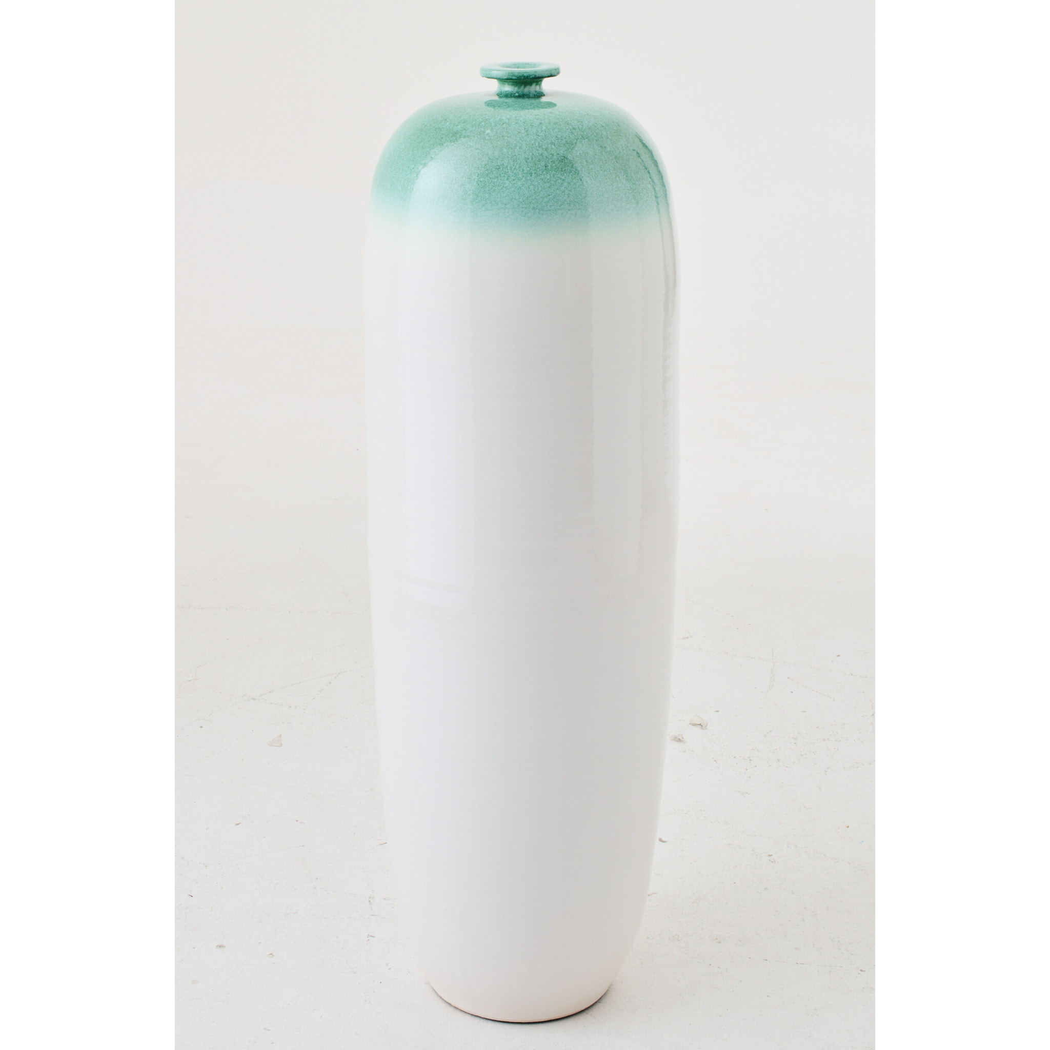 J-Line Vase - céramique - vert menthe/blanc - large
