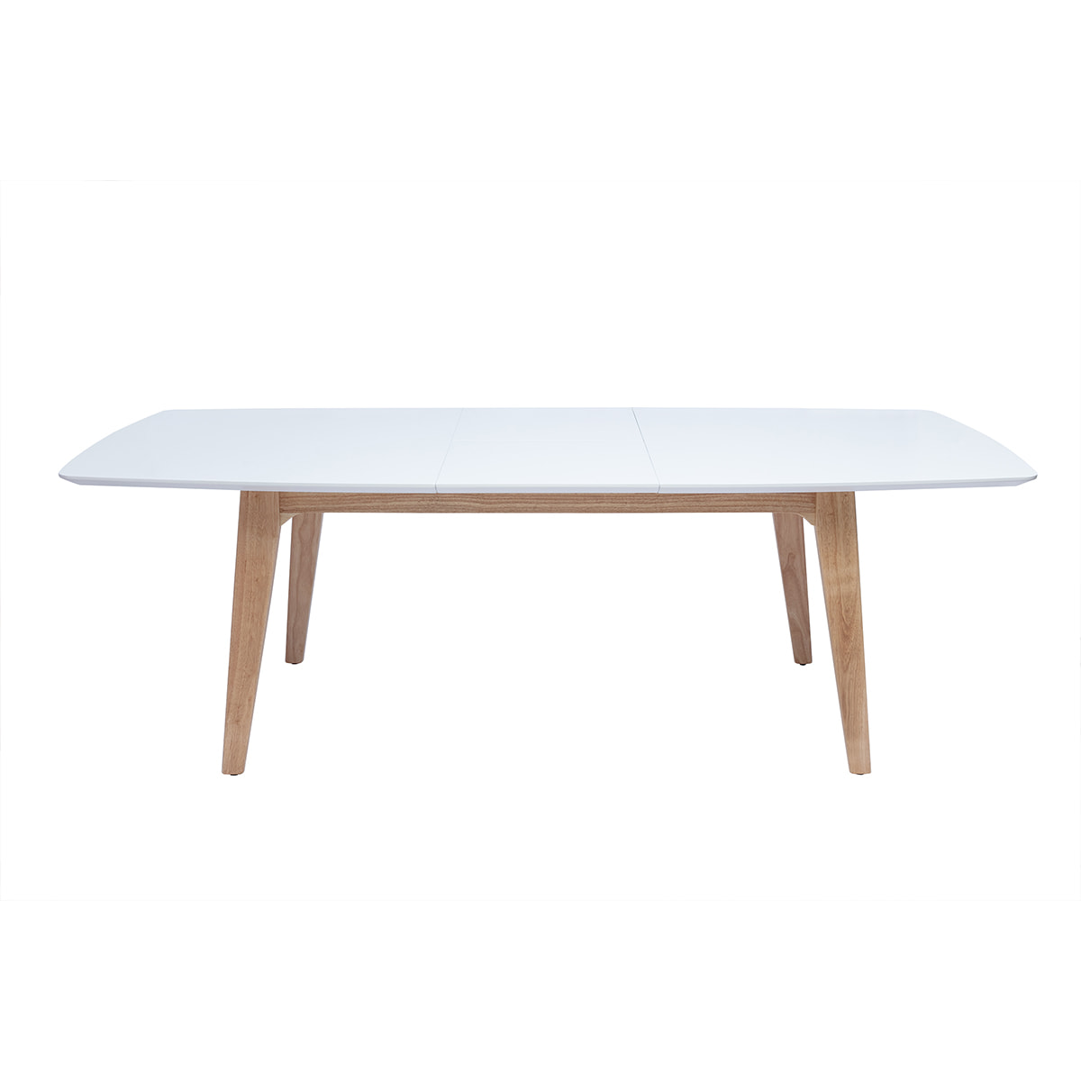 Table extensible rallonges intégrées rectangulaire en bois blanc et clair chêne L180-230 cm FIFTIES