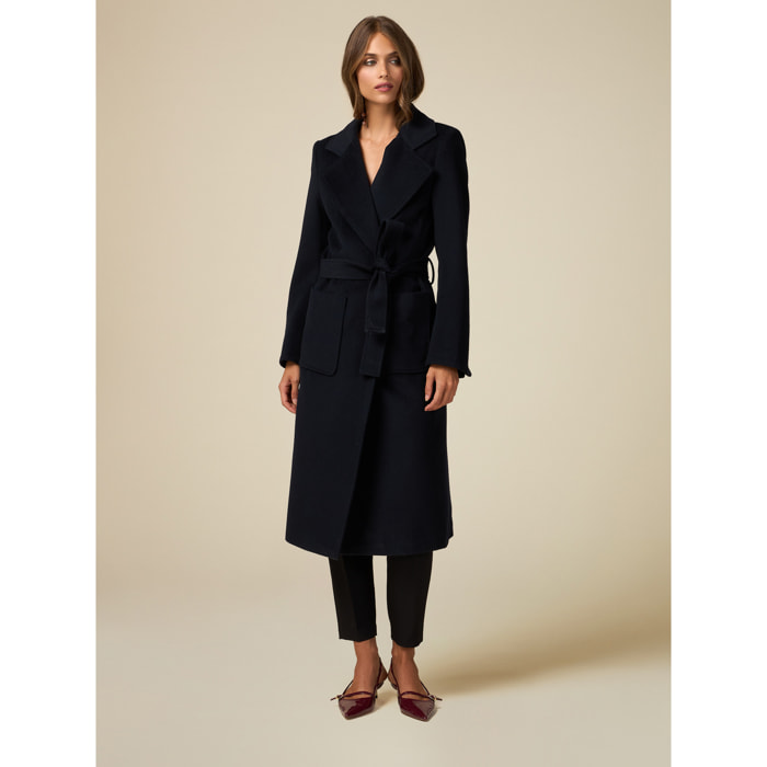 Oltre - Long coat with belt - Azul