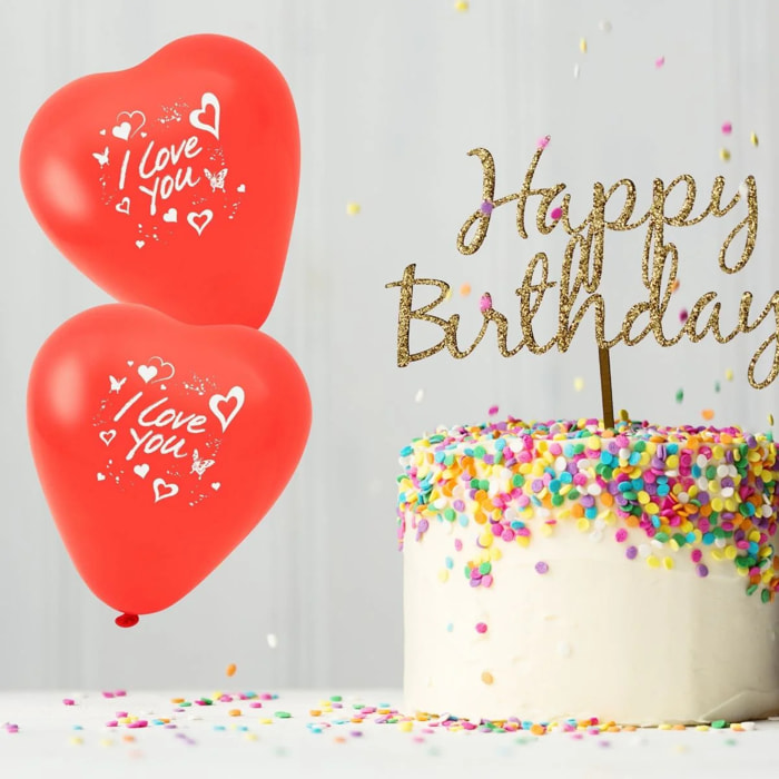 Lot de 5 ballons de baudruche cœur rouge avec inscription Fackelmann Nature