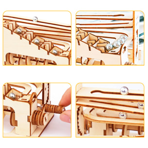 Modello in Legno 3D, design della Pista di biglie. 78 pezzi.