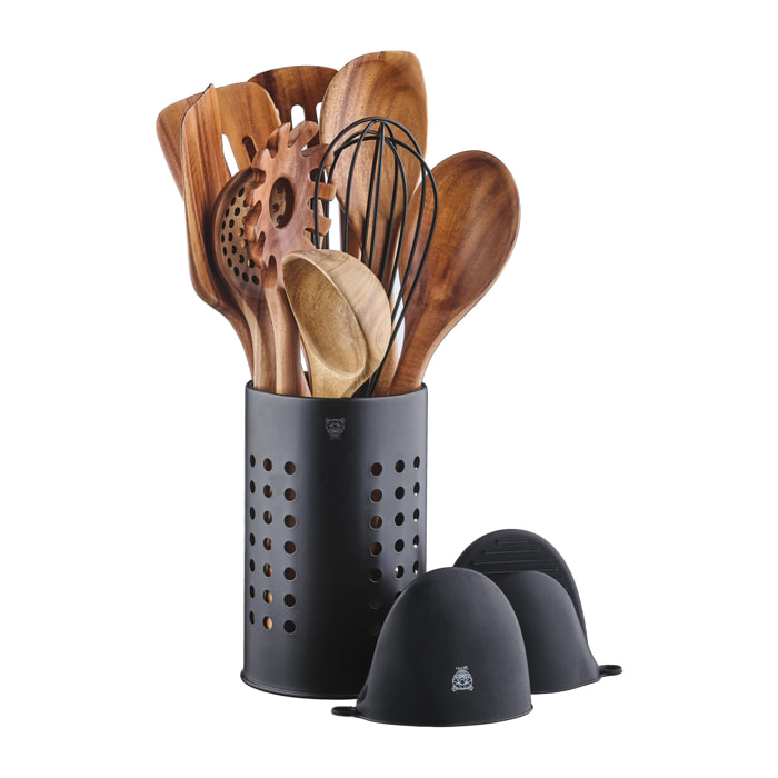 Set d'ustensiles de cuisine en bois d'acacia SKOV - 12 pièces