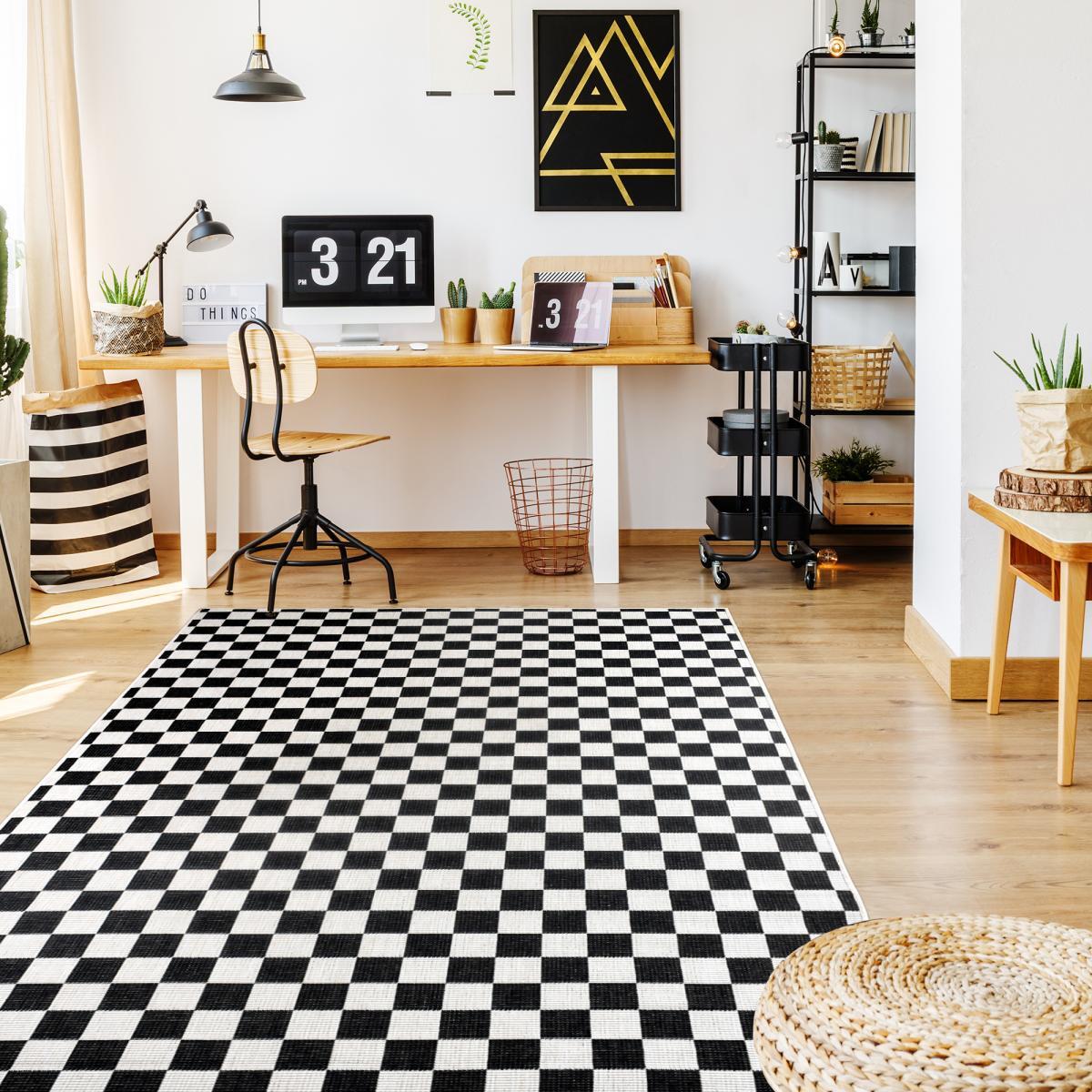 Tapis extérieur, kilim reversible motif damier EX1 DALMA