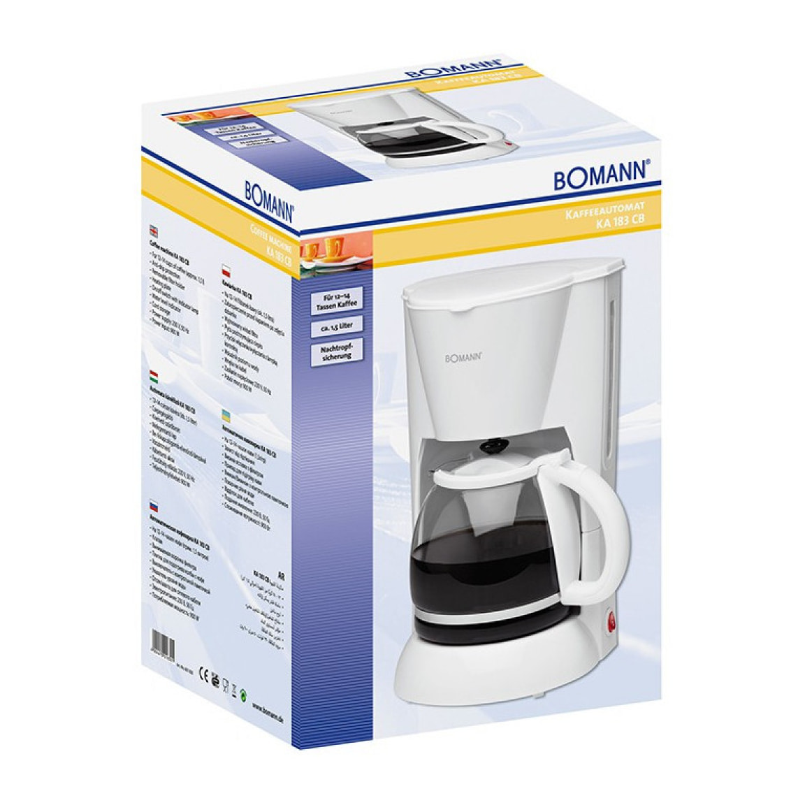 Cafetière 12-14 tasses 1,5L Bomann KA 183 CB Blanc