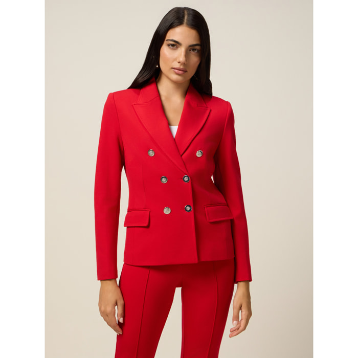 Oltre - Blazer doppiopetto in punto milano - Rosso