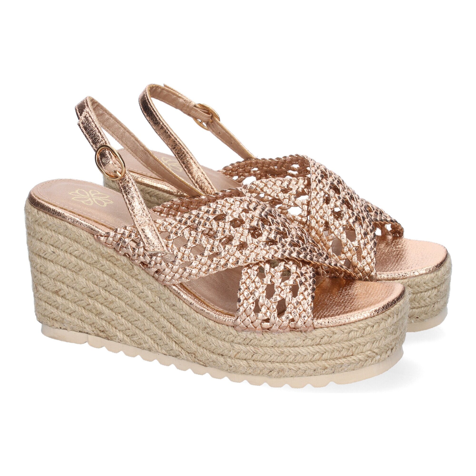 Sandalia de Cuña de Yute para Mujer, Comodas y Elegantes, Diseño Trenzado en la Pala