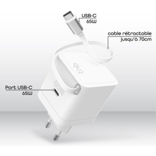 Chargeur + câble TNB GAN USB-C charge rapide + cable 70cm