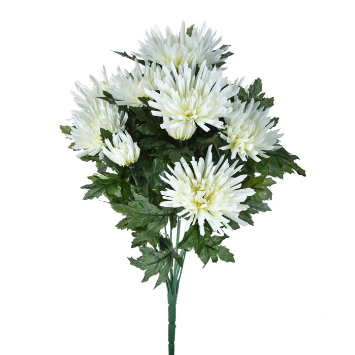 Crisantemo Fuji Spider Con 12 Fiori. Altezza 52 Cm - Pezzi 2 - 23X52X23cm - Colore: bianco - Bianchi Dino - Fiori Artificiali