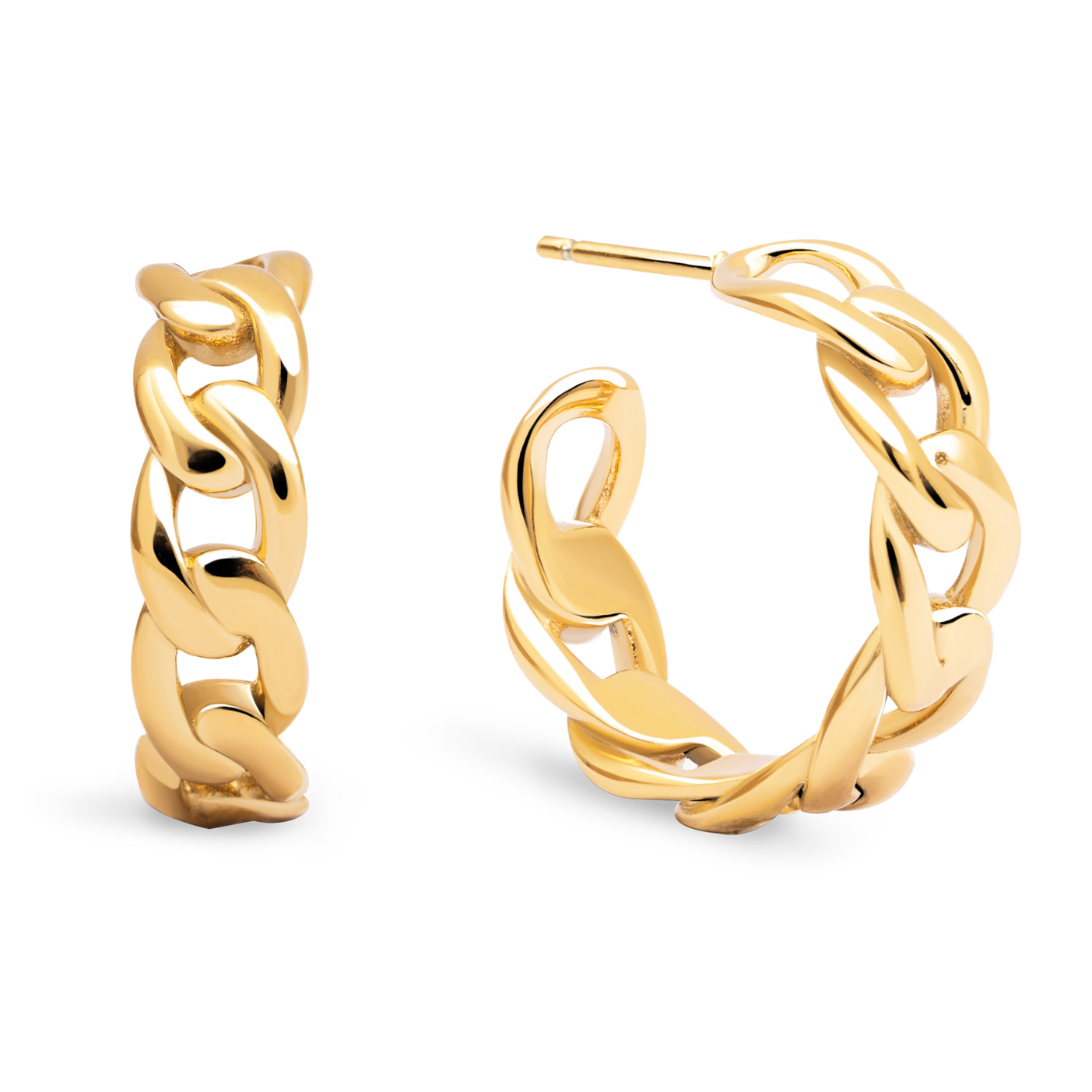 Orecchino Chunky Link  in Acciaio Placcato Oro