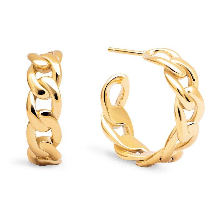 Orecchino Chunky Link  in Acciaio Placcato Oro