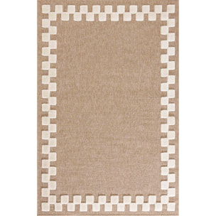 PALMA - Tapis aspect jute à motif carré en relief - Blanc