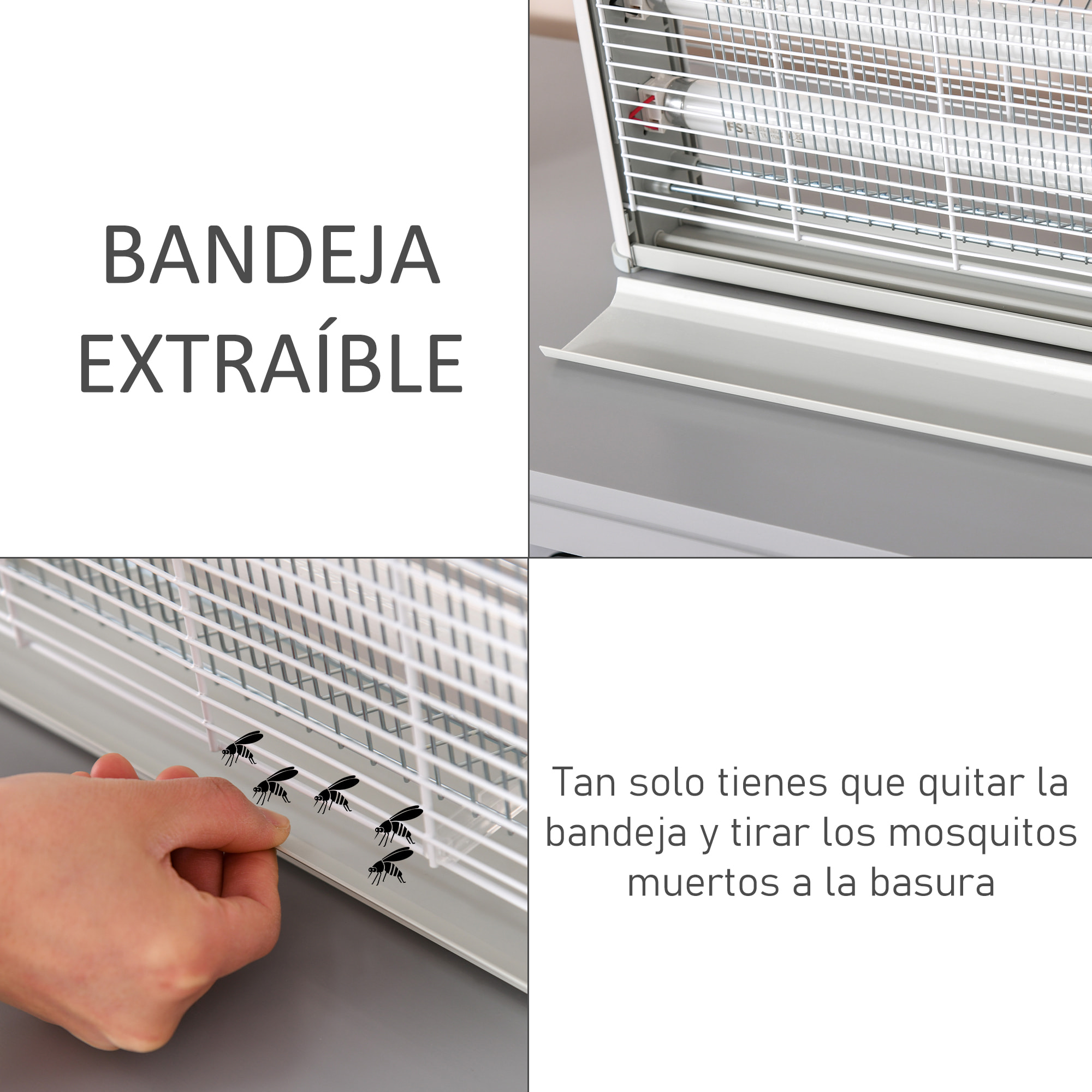 Lámpara Antimosquitos Eléctrico Profesional Mata Mosquitos Eléctrico 15W de Cada Tubo Área 60m² con Luz UV para Exterior e Interior