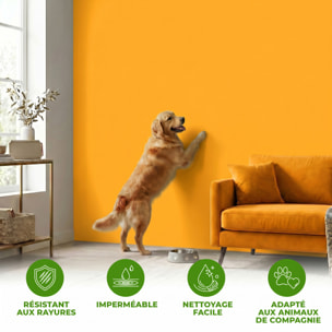 Rouleau adhésif décoratif Vinyle au Mètre - Jaune moutarde - Sticker Lavable Imperméable Mur Cuisine Meubles