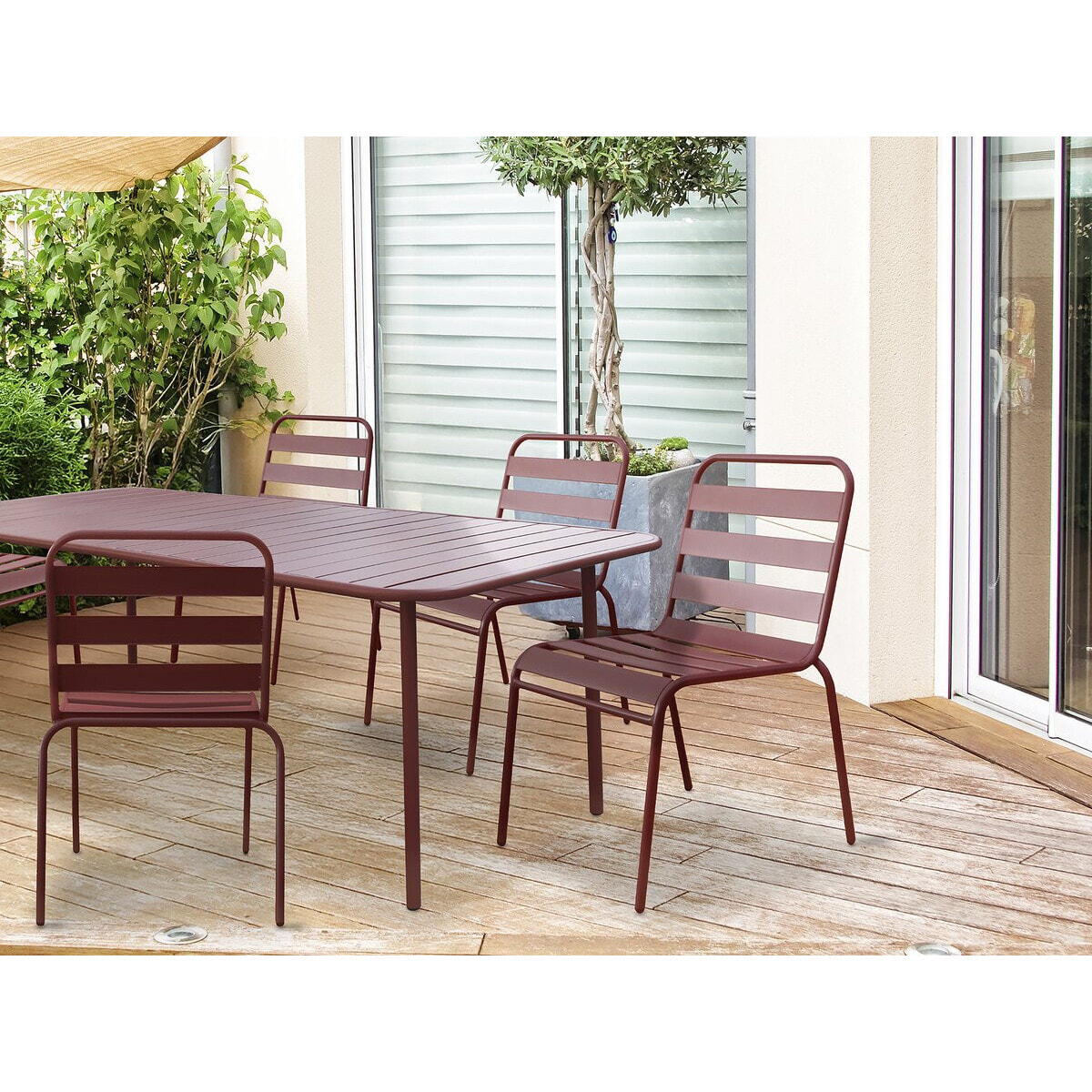 Lot de 2 chaises de jardin en métal empilables "Bilbao" - Terracotta