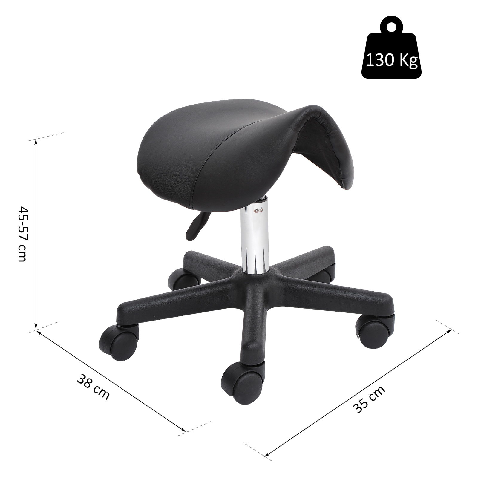 HOMCOM Tabouret de massage tabouret selle ergonomique pivotant 360° hauteur réglable revêtement synthétique noir