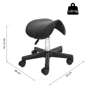 HOMCOM Tabouret de massage tabouret selle ergonomique pivotant 360° hauteur réglable revêtement synthétique noir