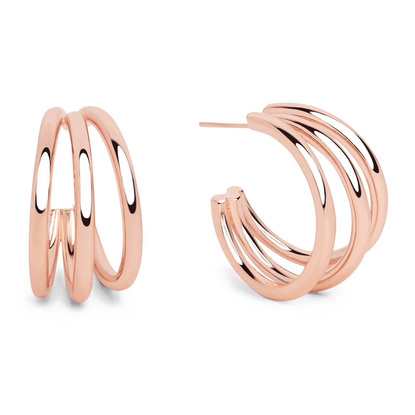 Orecchino Triple Ottone Placcato Oro Rosa