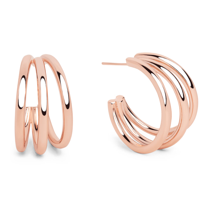 Orecchino Triple Ottone Placcato Oro Rosa