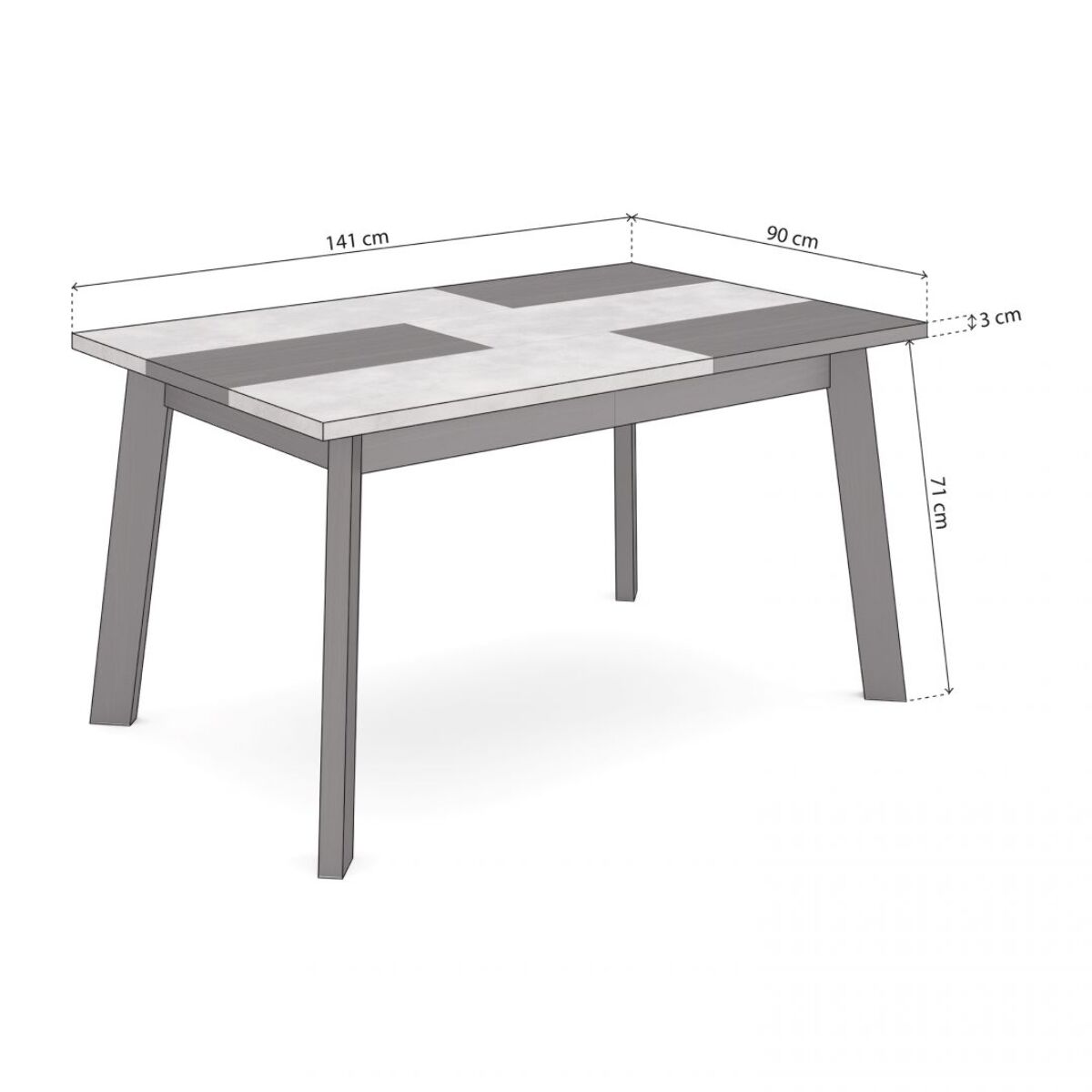 Mesa de comedor Naira 140 Negro Cemento Negro